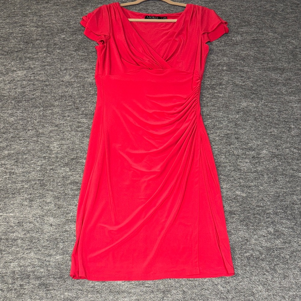 Lauren Ralph Lauren Vibrant Red Dark Pink Midi Dress size 10
